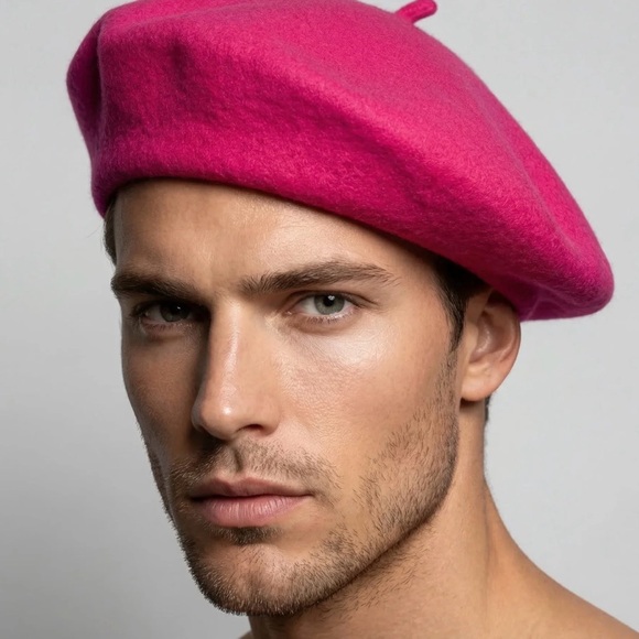 Pink 'Sparkle' Embroidered Wool Beret - Picture 4 of 7